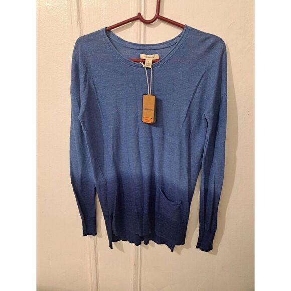 Gh Bass Womens Small Summer Weight Sweater Linen Beach Knit Blue Ombre - Picture 2 of 10